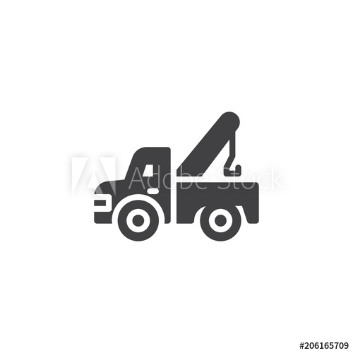 500x500 Tow Truck Vector Icon. Filled Flat Sign For Mobile Concept And Web