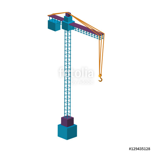 500x500 Colorful Silhouette Construction Tower Crane Vector Illustration