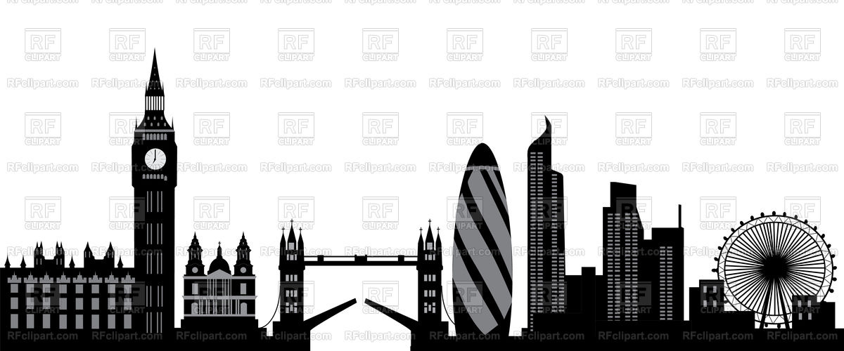 1200x500 London Skyline With Bridge And Tower Vector Image Vector Artwork