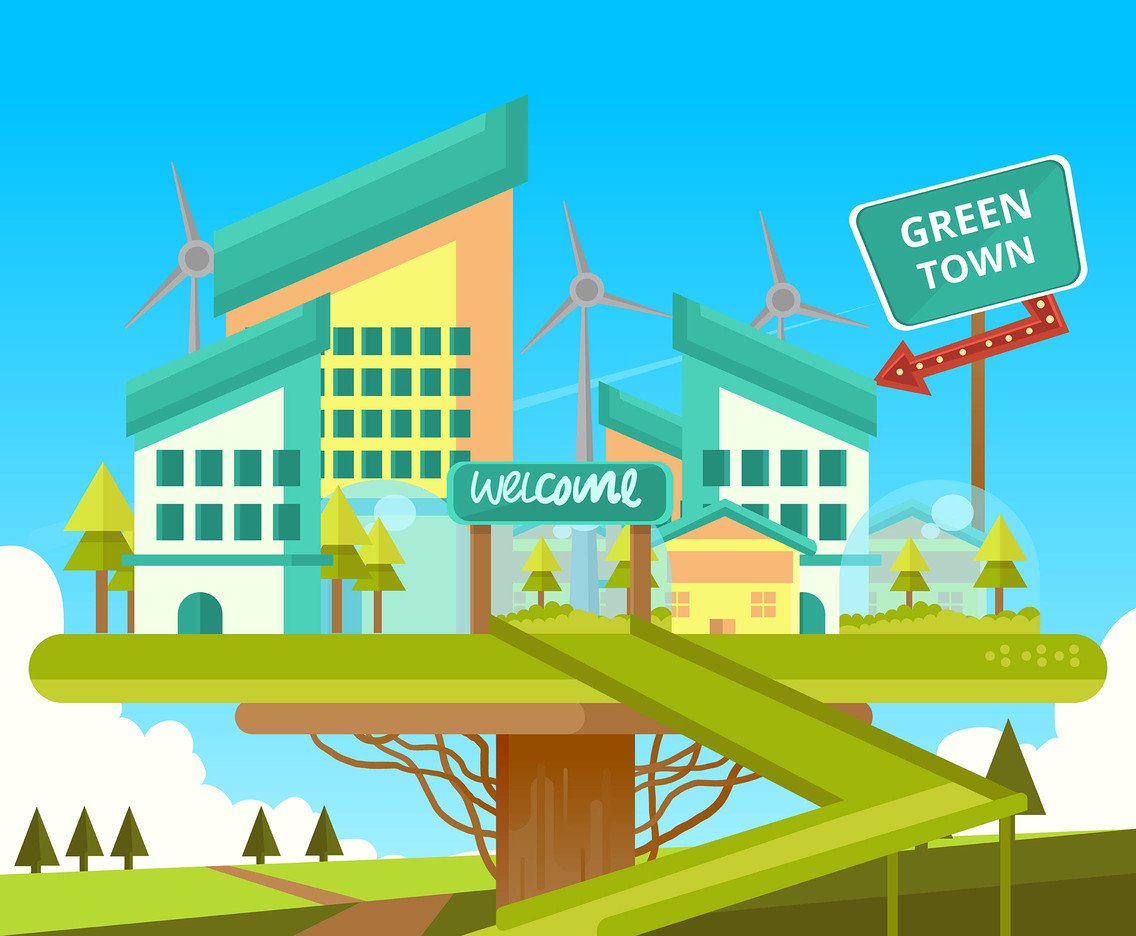 1136x936 Green Energy Town Vector Vector Art Amp Graphics