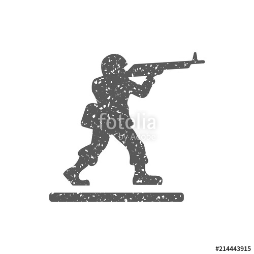 500x500 Toy Soldier Icon In Grunge Texture. Vintage Style Vector