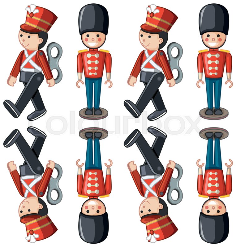 763x800 Toy Soldiers In Different Positions Illustration Stock Vector