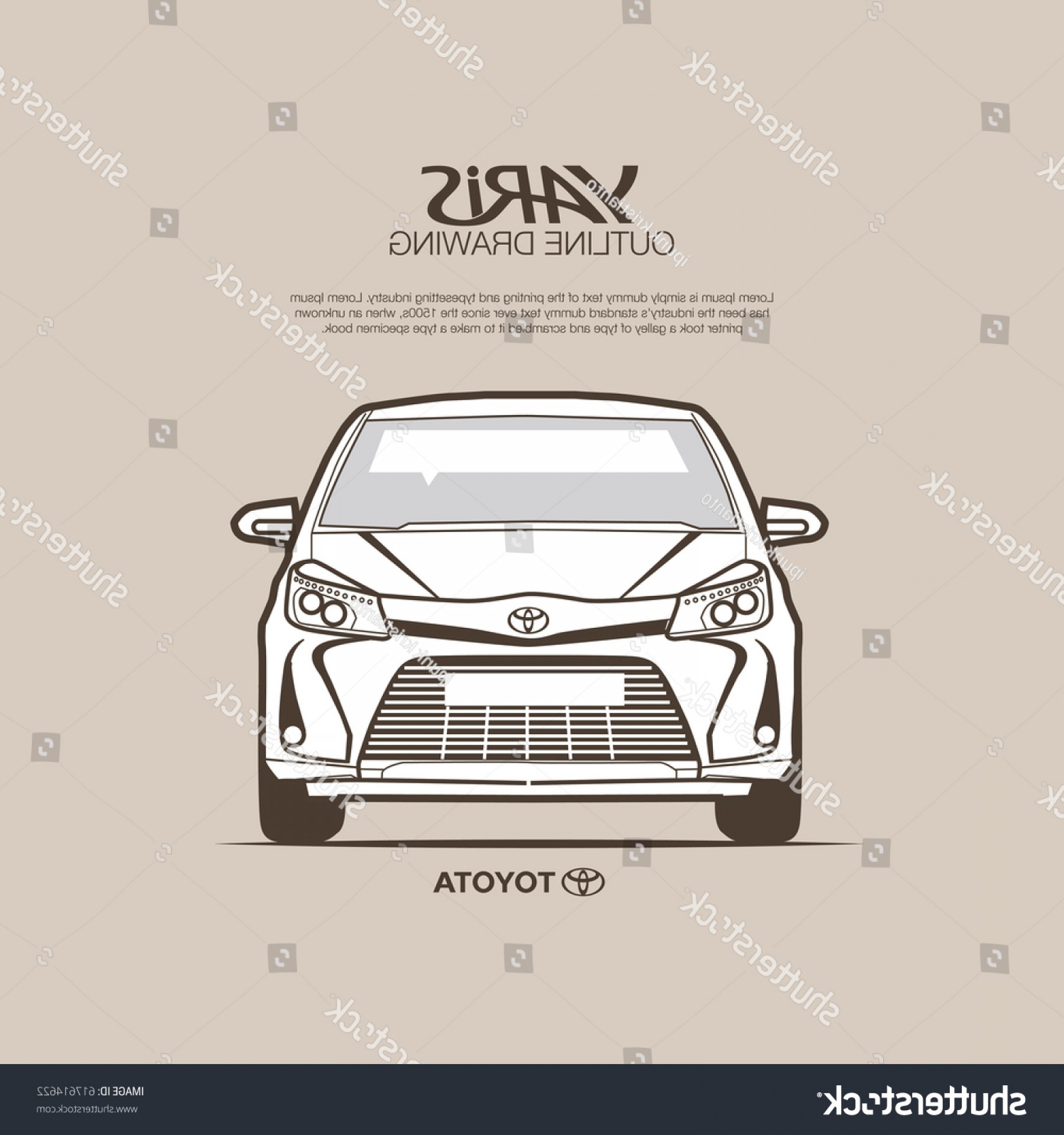 1800x1920 Toyota Yaris Front View Vector Outline Shopatcloth