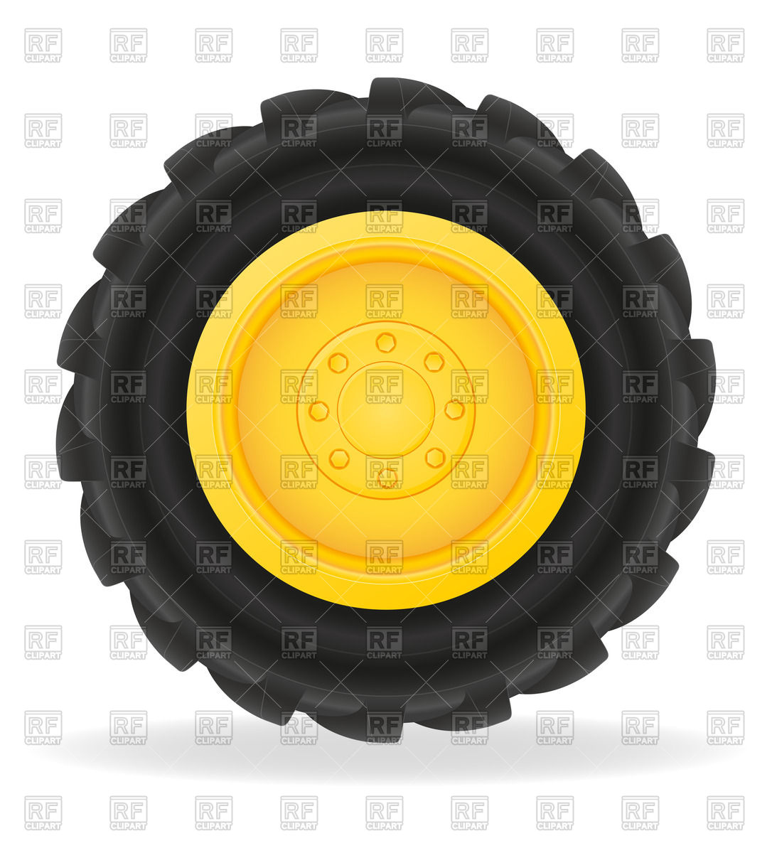1086x1200 Tractor Wheel With Grooved Tire Casing Vector Image Vector