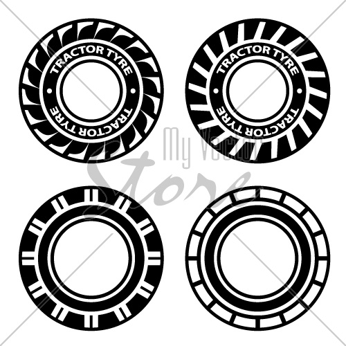 500x500 Vector Black Tractor Tyre Symbols