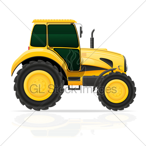 500x500 Yellow Tractor Vector Illustration Gl Stock Images