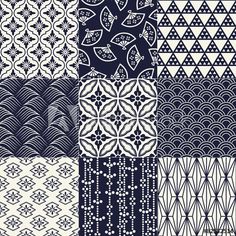 236x236 Seamless Vector Pattern Set. Traditional Japanese Ornamental