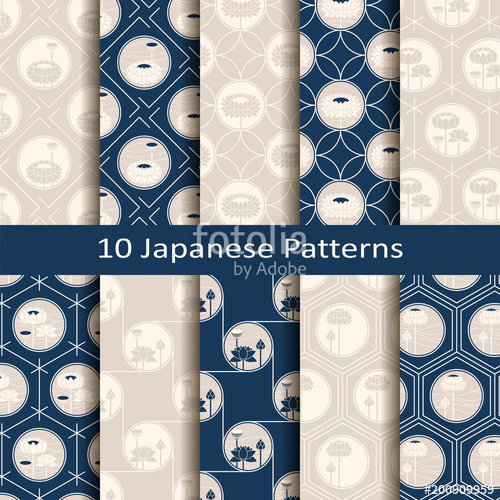 500x500 Set Of Ten Seamless Vector Traditional Japanese Patterns With