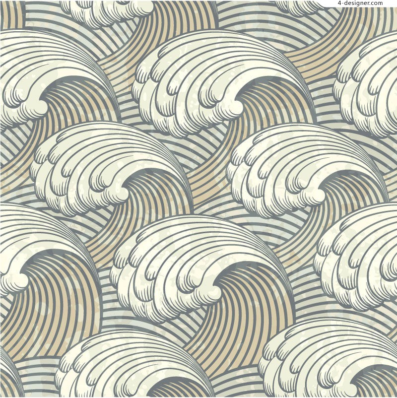 800x802 4 Designer Retro Waves Pattern Vector Material