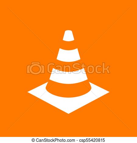 450x470 Safety Traffic Cone Vector Pictogram Isolated On Orange Background.