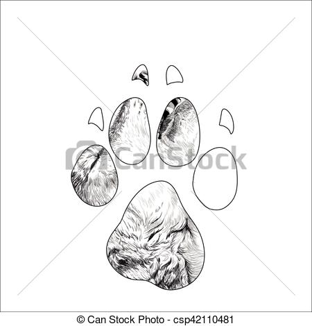 450x470 Silhouette Animal Trail. Vector Illustration.