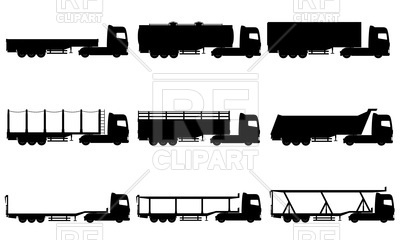 400x240 Truck Semi Trailer Silhouettes Vector Image Vector Artwork Of