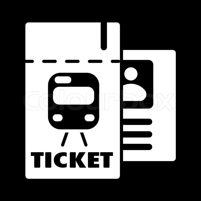 800x800 Train Ticket , Vector Icon. Isolated On Black Background. Eps 10