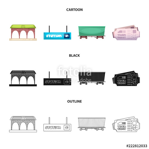 500x500 Vector Design Of Train And Station Icon. Set Of Train And Ticket
