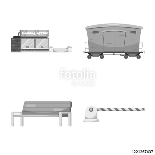 500x500 Vector Illustration Of Train And Station Icon. Set Of Train And