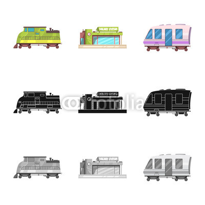 400x400 Vector Illustration Of Train And Station Logo. Set Of Train And