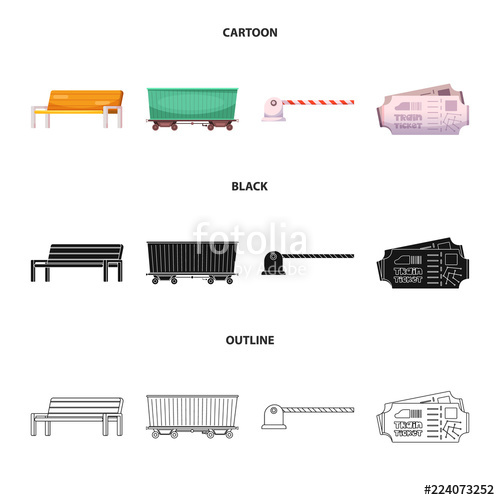 500x500 Vector Illustration Of Train And Station Symbol. Set Of Train And