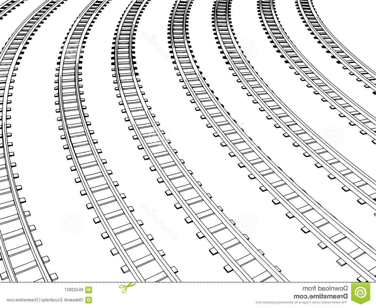 1300x1065 Best 15 Curved Endless Train Track Vector Sketch Outlines Design