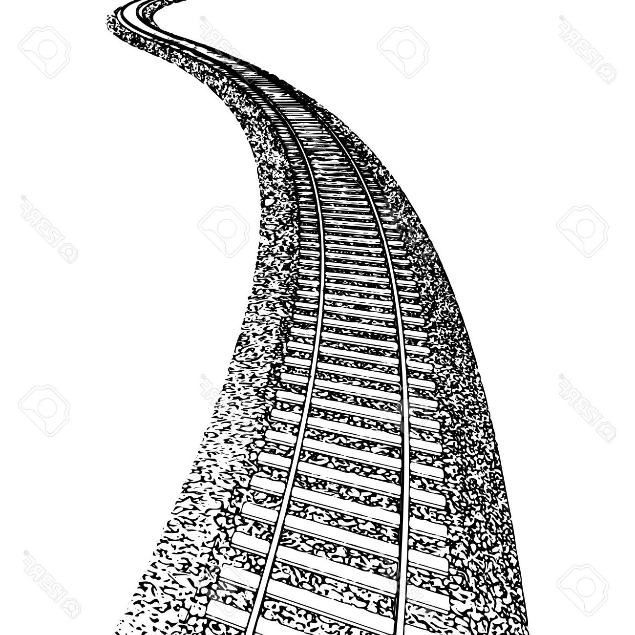 1300x1300 Hd Vector Curved Endless Train Track Sketch Of Outlines Drawing