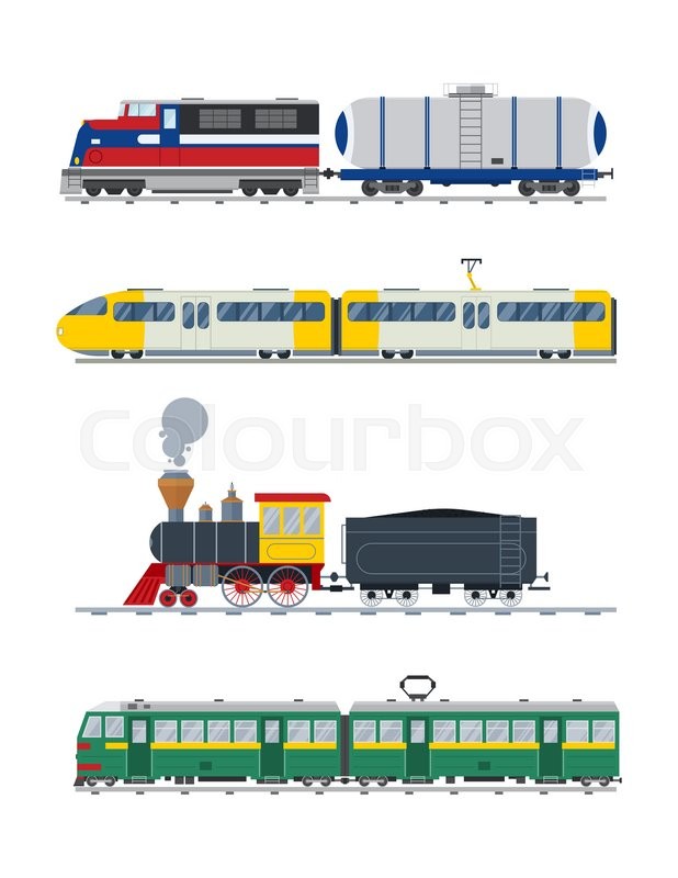 618x800 Modern And Vintage Trains Vector Collection. Trains Vector
