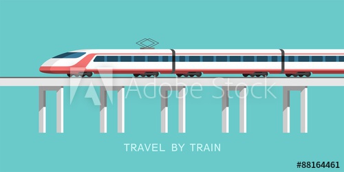 500x250 Travel By Train. Vector Illustration For Your Design And
