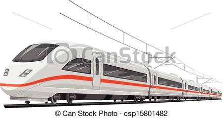 450x239 Vector Of Speed Train. Vector Illustration Of Bullet Train With Cable.