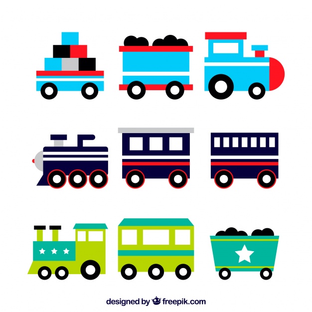 626x626 Great Pack Of Colored Toy Trains Vector Free Download