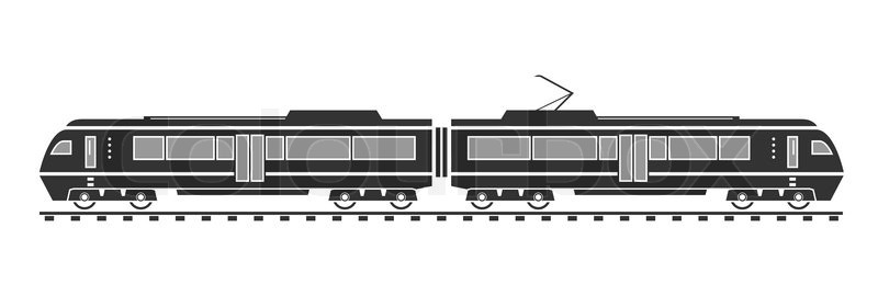 800x280 Silhouette Of Electric Train. Vector Illustration. Eps 10. Opacity