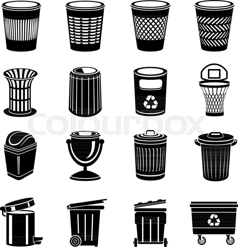 772x800 Trash Can Icons Set. Simple Illustration Of 16 Trash Can Vector