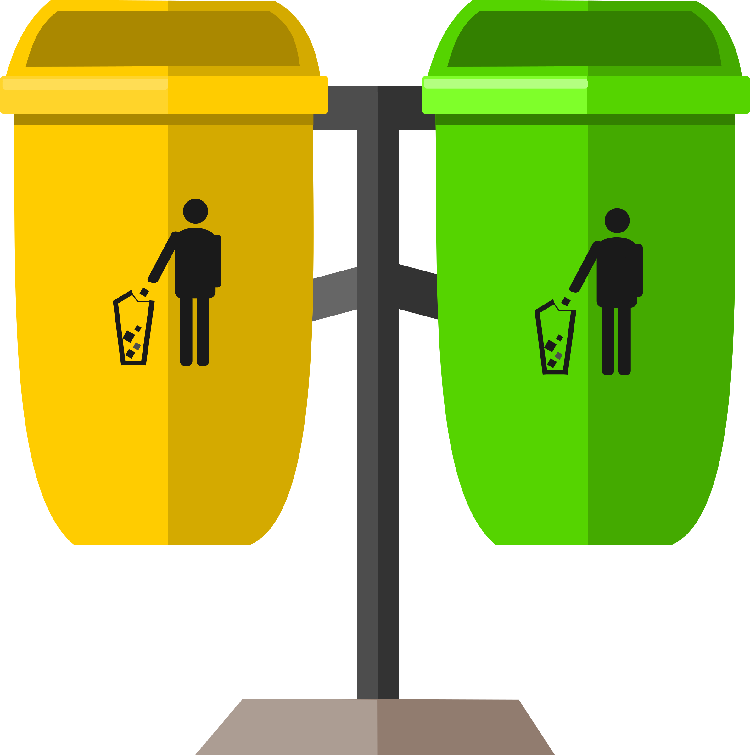 2384x2400 Two Trashcans Vector Clipart Image