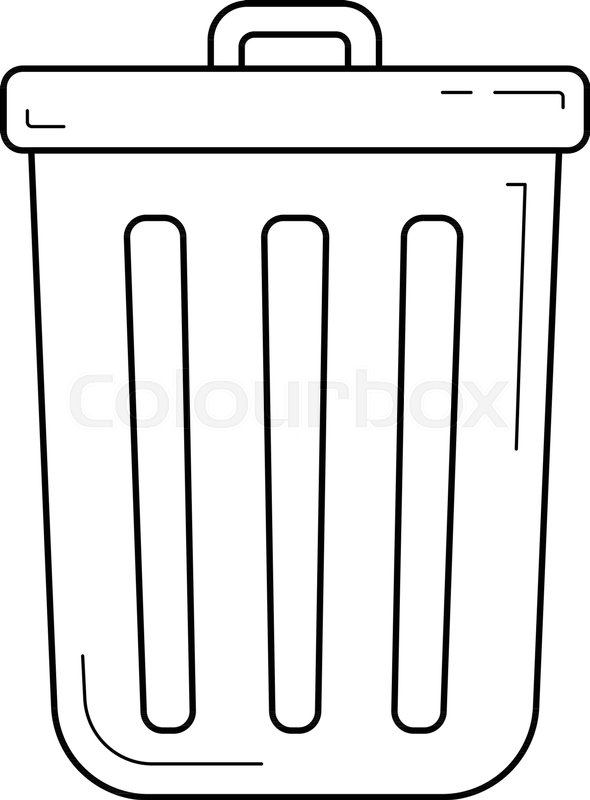 590x800 Computer Trash Bin Vector Line Icon Isolated On White Background