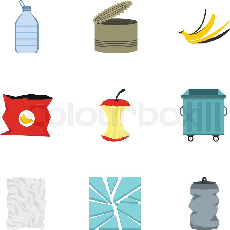 800x800 Trash Icons Set. Flat Illustration Of 9 Trash Vector Icons For Web