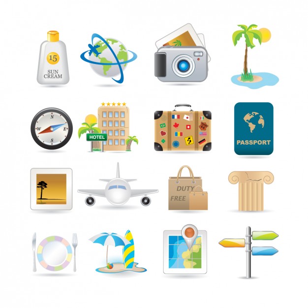 626x626 Travel Icon Collection Vector Free Download