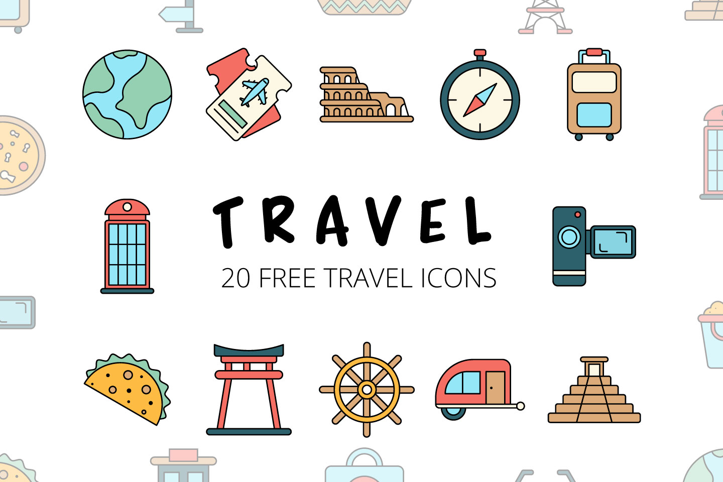 1440x960 Travel Vector Free Icon Set
