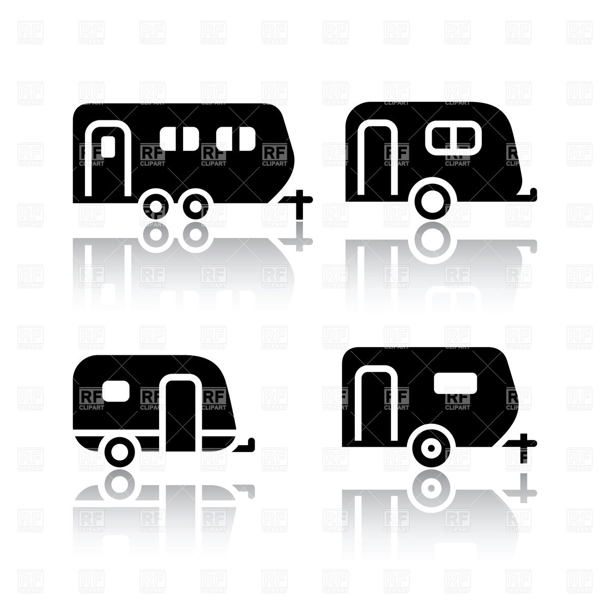 1200x1200 Simple Trailers Icons, Side View Vector Image Vector Artwork Of
