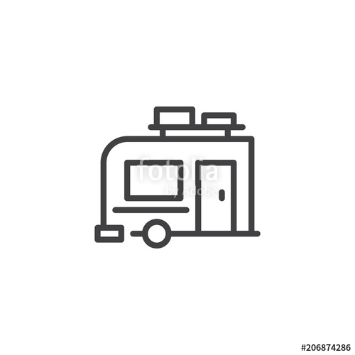 500x500 Travel Trailer Outline Icon. Linear Style Sign For Mobile Concept