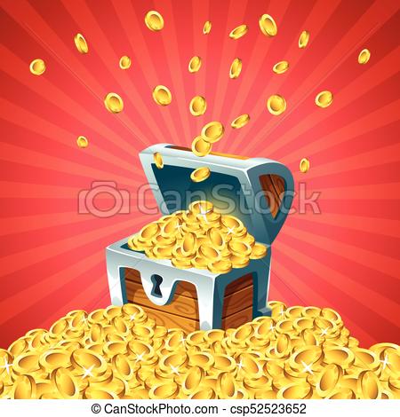 450x470 Vector Cartoon Style Illustration Of Open Treasure Chest With