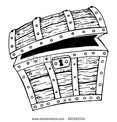 450x470 Wooden Treasure Chest Isolated On A White Background. Antique