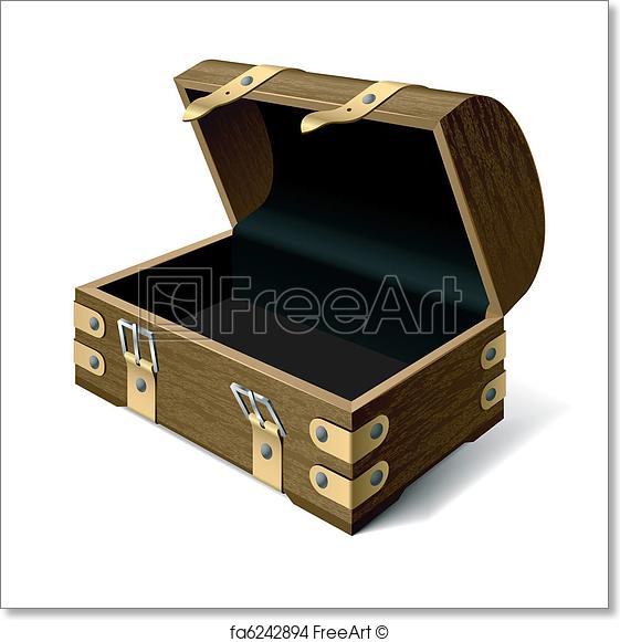 561x581 Free Art Print Of Empty Treasure Chest. Detailed Vector