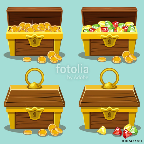 500x500 Opened And Closed Antique Treasure Chest Stock Image And Royalty
