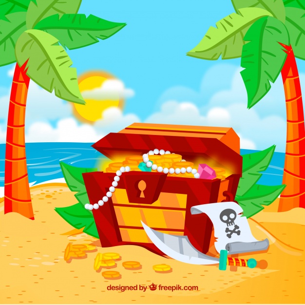 626x626 Treasure Chest Background On An Island Vector Free Download