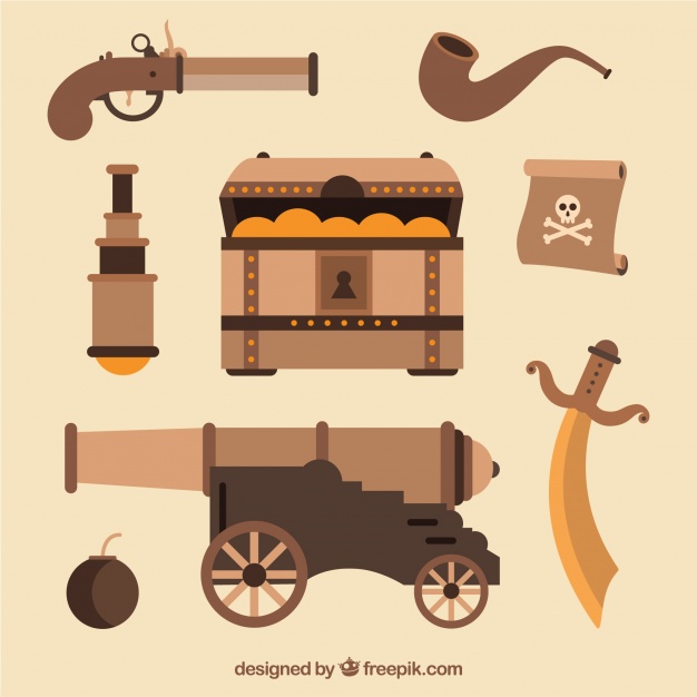 626x626 Treasure Chest With Pirate Elements In Flat Design Vector Free