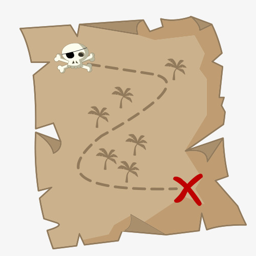 500x500 Cartoon Treasure Map, Cartoon Cartoon Material, Vector Material