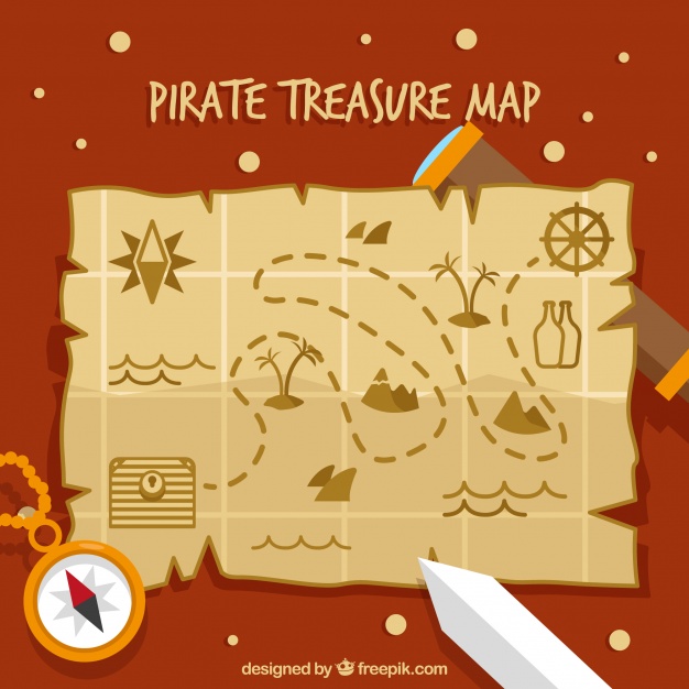626x626 Flat Pirate Treasure Map Vector Free Download