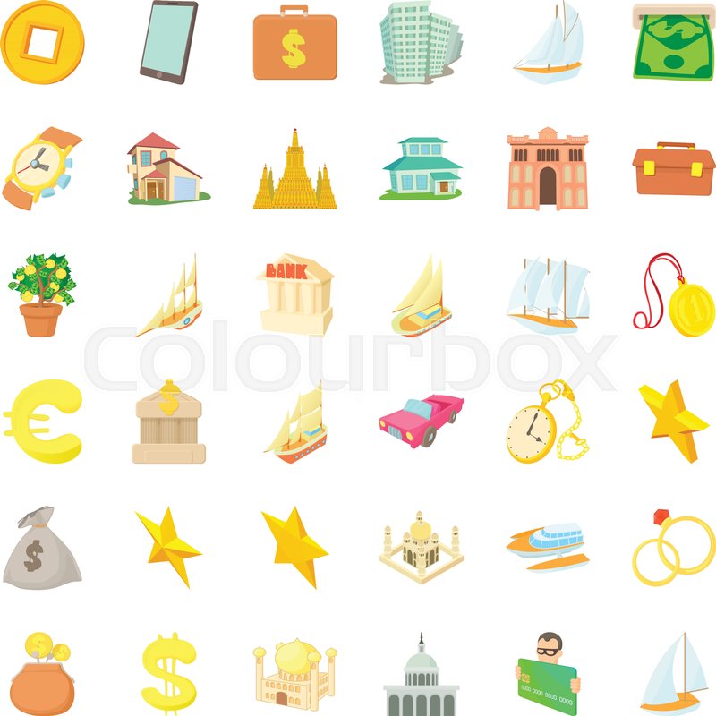 800x800 Treasure Icons Set. Cartoon Style Of 36 Treasure Vector Icons For