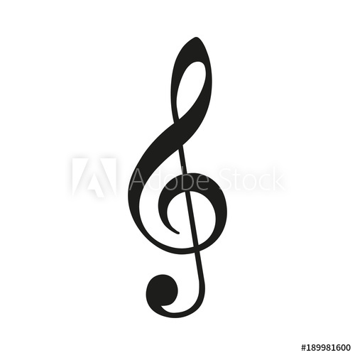 500x500 Treble Clef. Vector.