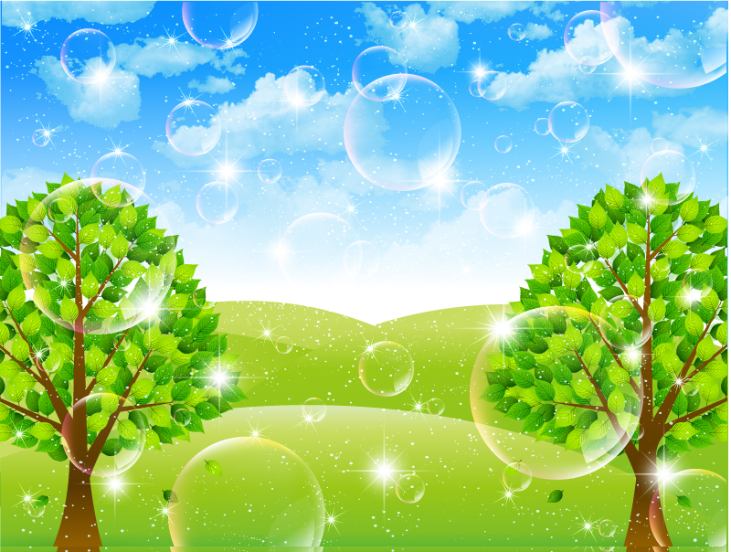 800x604 Fantasy Bubbles Tree Background Vector Free Vector Graphic Download