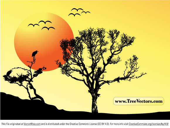 580x438 Free Sunset Vector Tree Background Psd Files, Vectors Amp Graphics