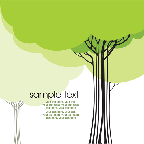 500x501 Set Of Card With Trees Background Vector 01 Free Download