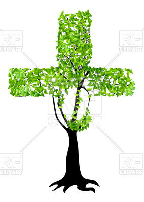 284x400 Abstract Christian Cross As Tree Isolated On A White Background